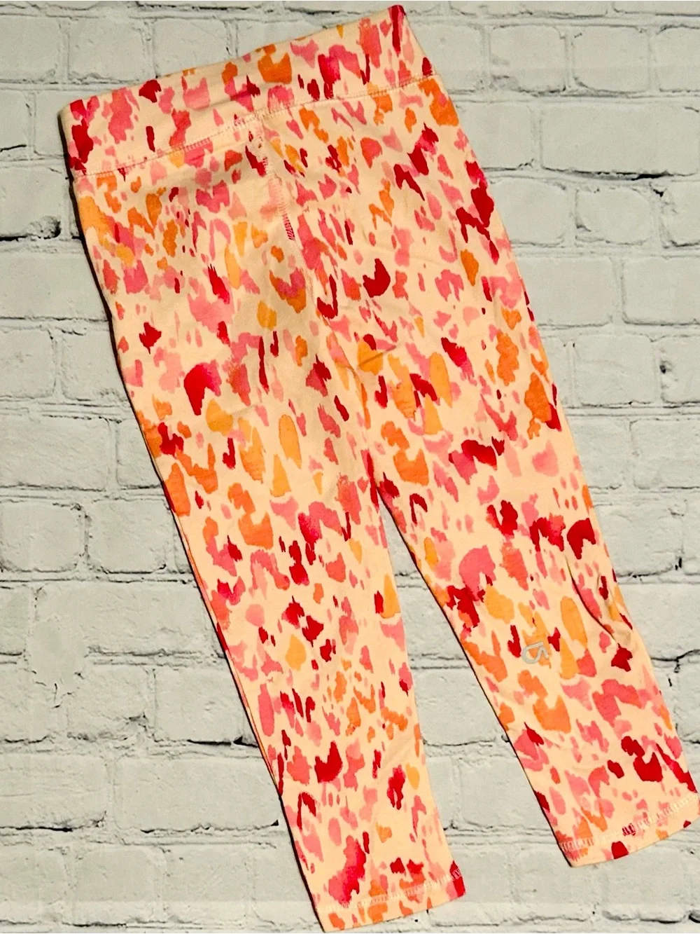 New Gap Pink & Orange Printed Athletic Leggings (Girls 4)